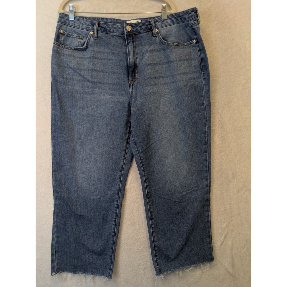 Seven7 Women's Size 16 Loose Straight Leg Blue‎ Jeans High Rise Medium Wash